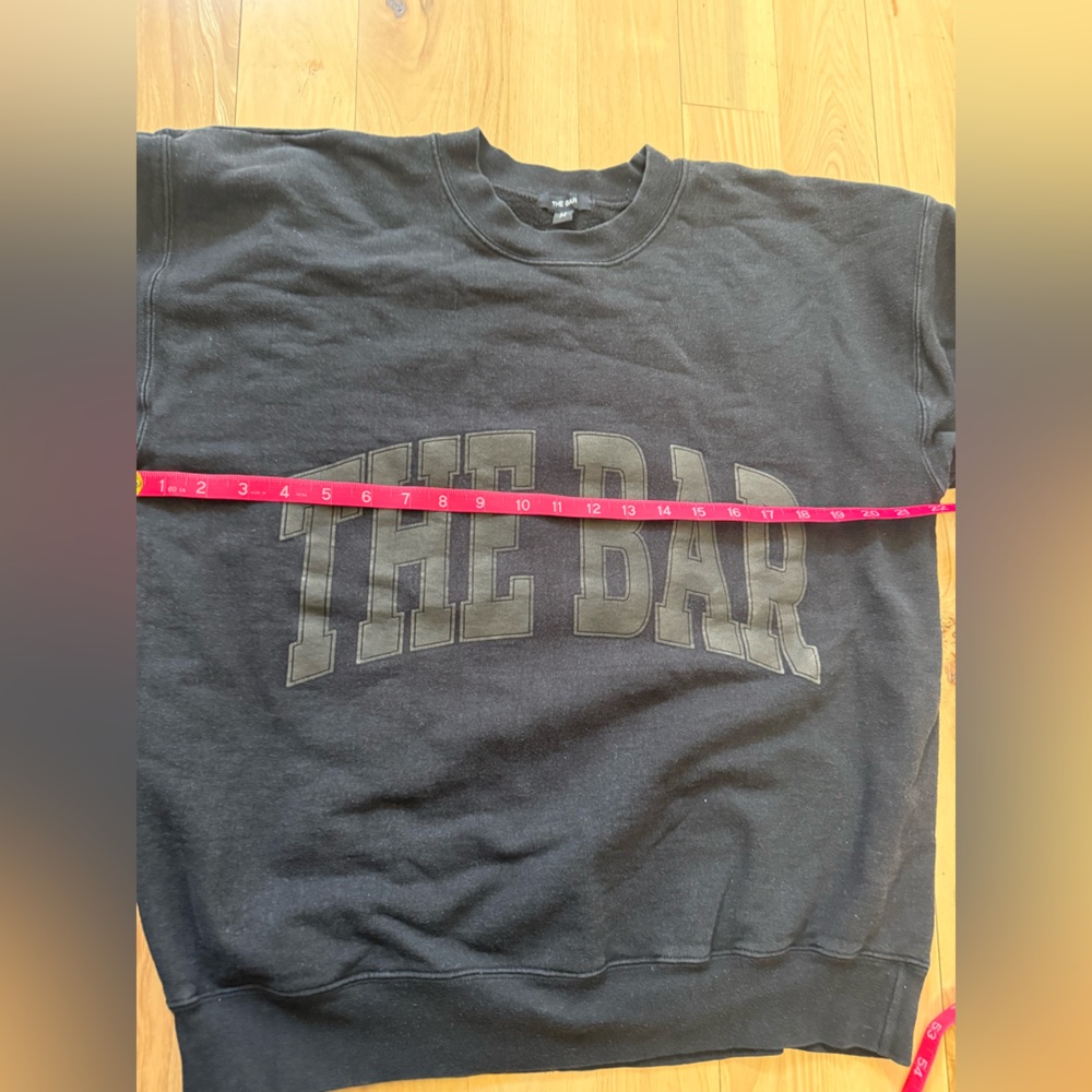 THE BAR Black Varsity Sweatshirt Boyfriend Fit Size M *stains - Picture 6 of 12